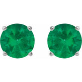 Platinum 8 mm Lab-Grown Emerald Stud Earrings